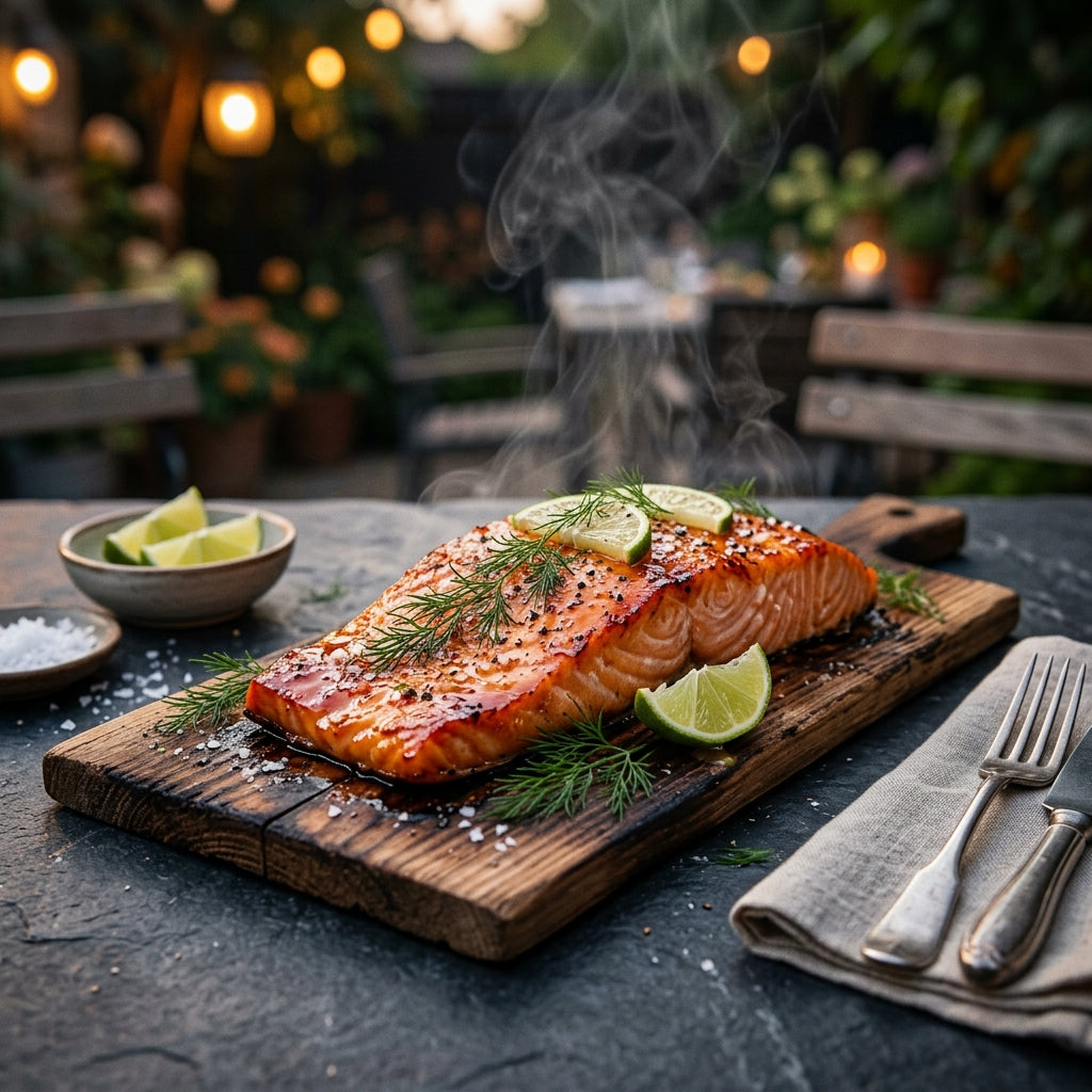 Zedernholz-Lachs mit Wein-Nebel